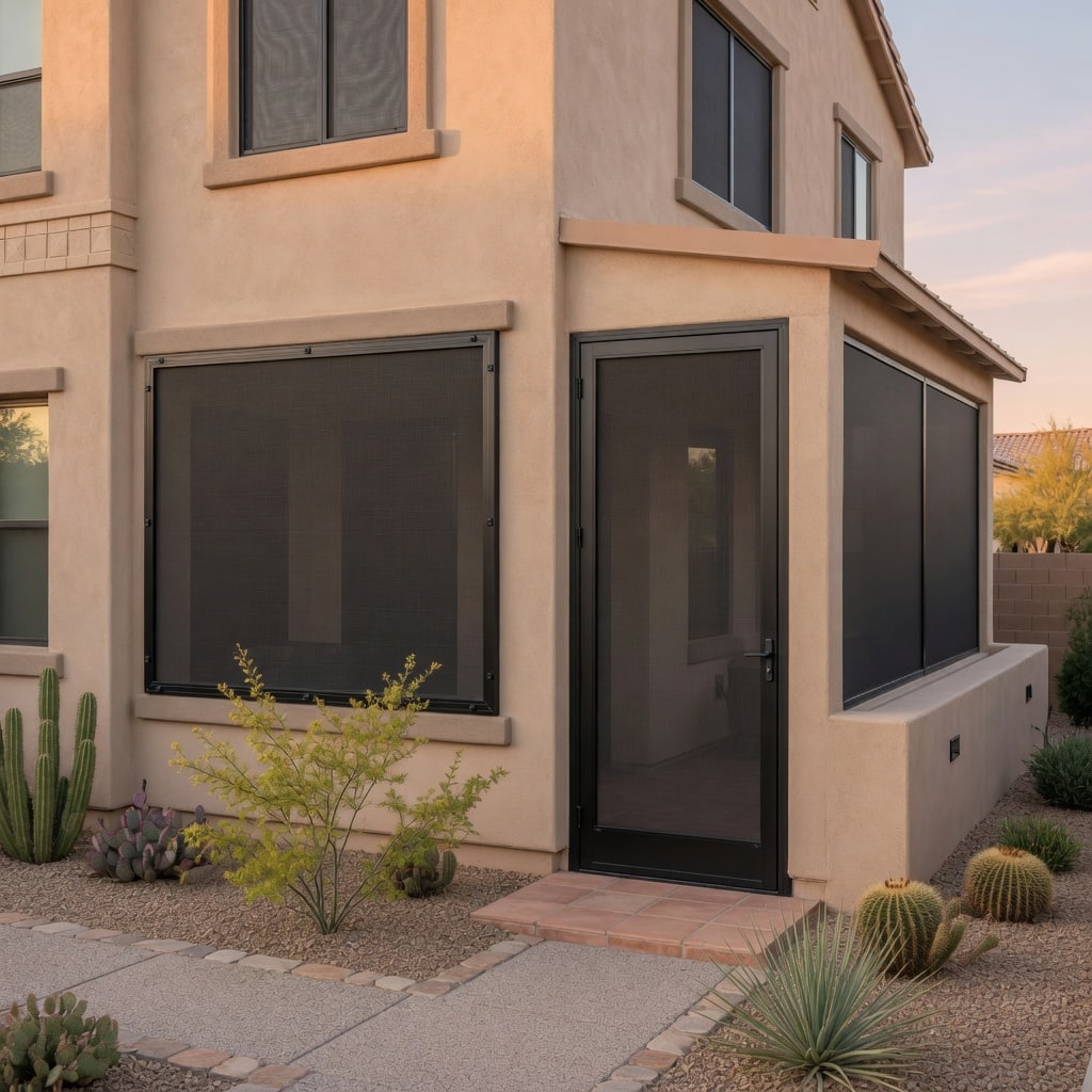 Finished Arizona home screen project with solar screens and clean curb appeal