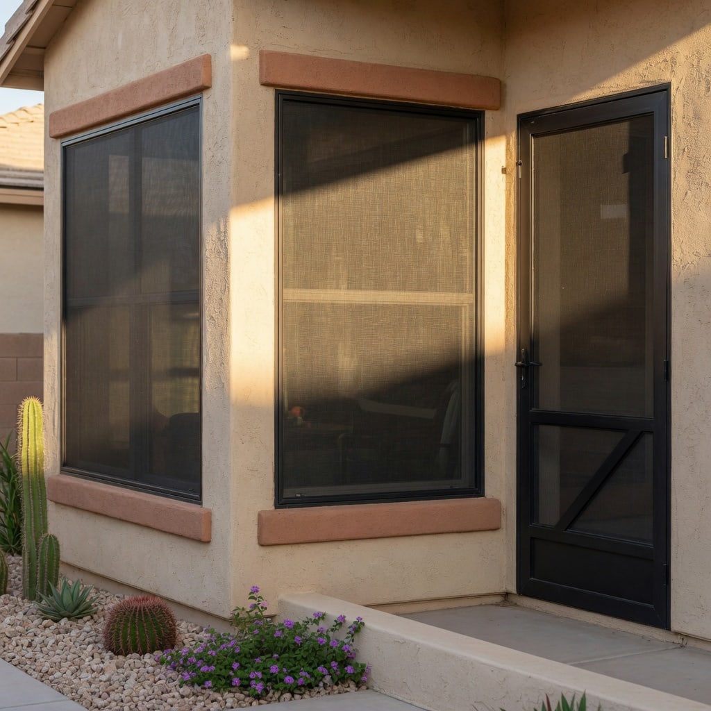 West-facing Arizona home windows with dark solar screens